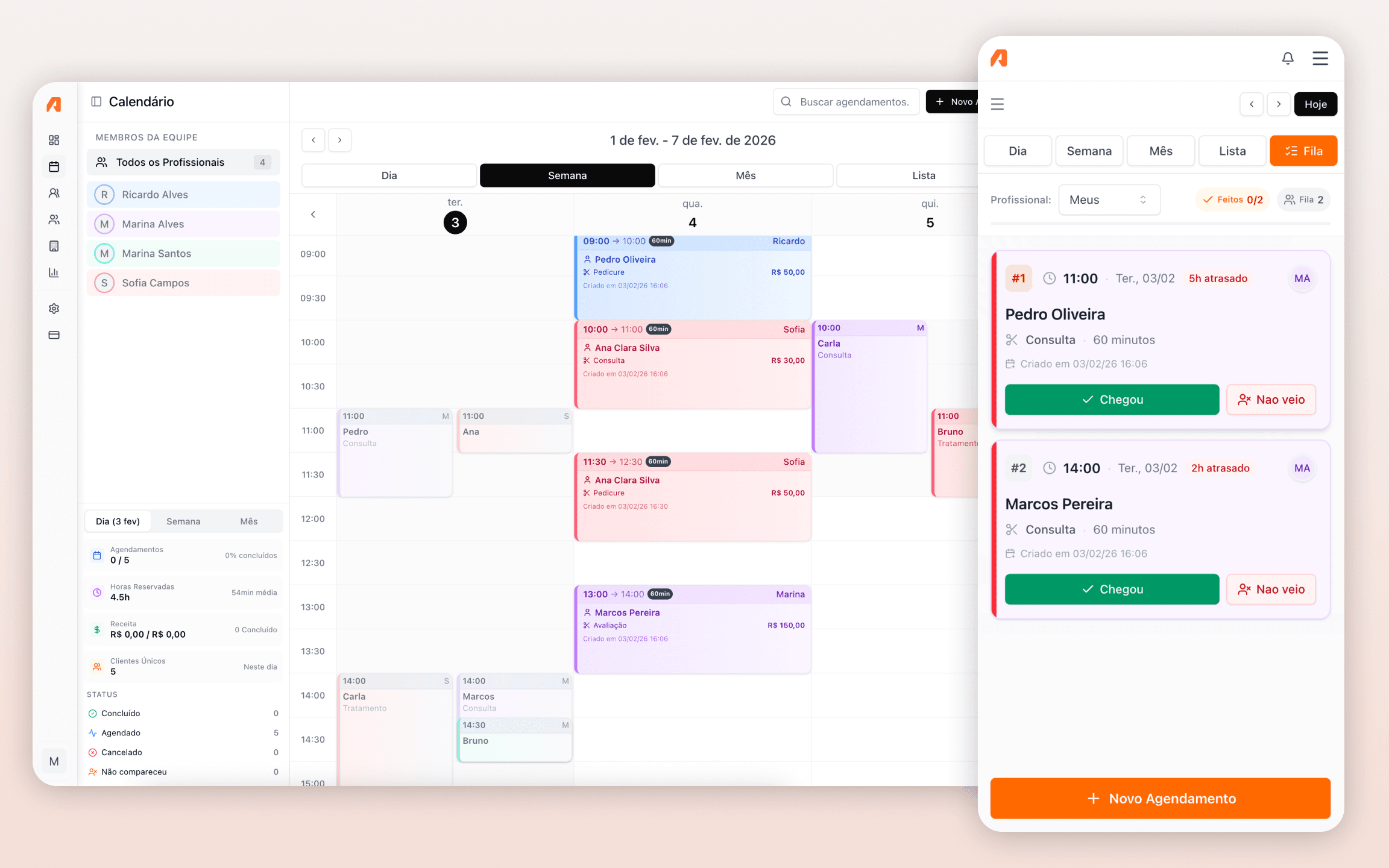 Screenshot do Agenda Inteligente da Atendya - Calendário profissional completo