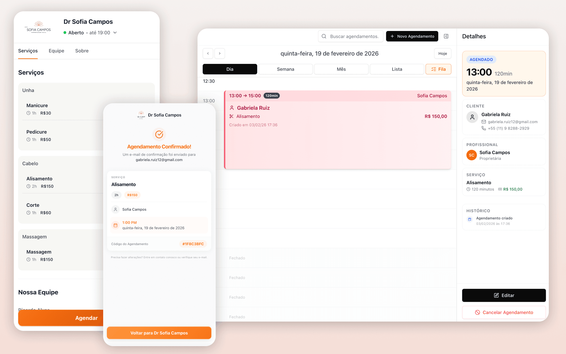 Screenshot do Site de Agendamento da Atendya - Sua página profissional online