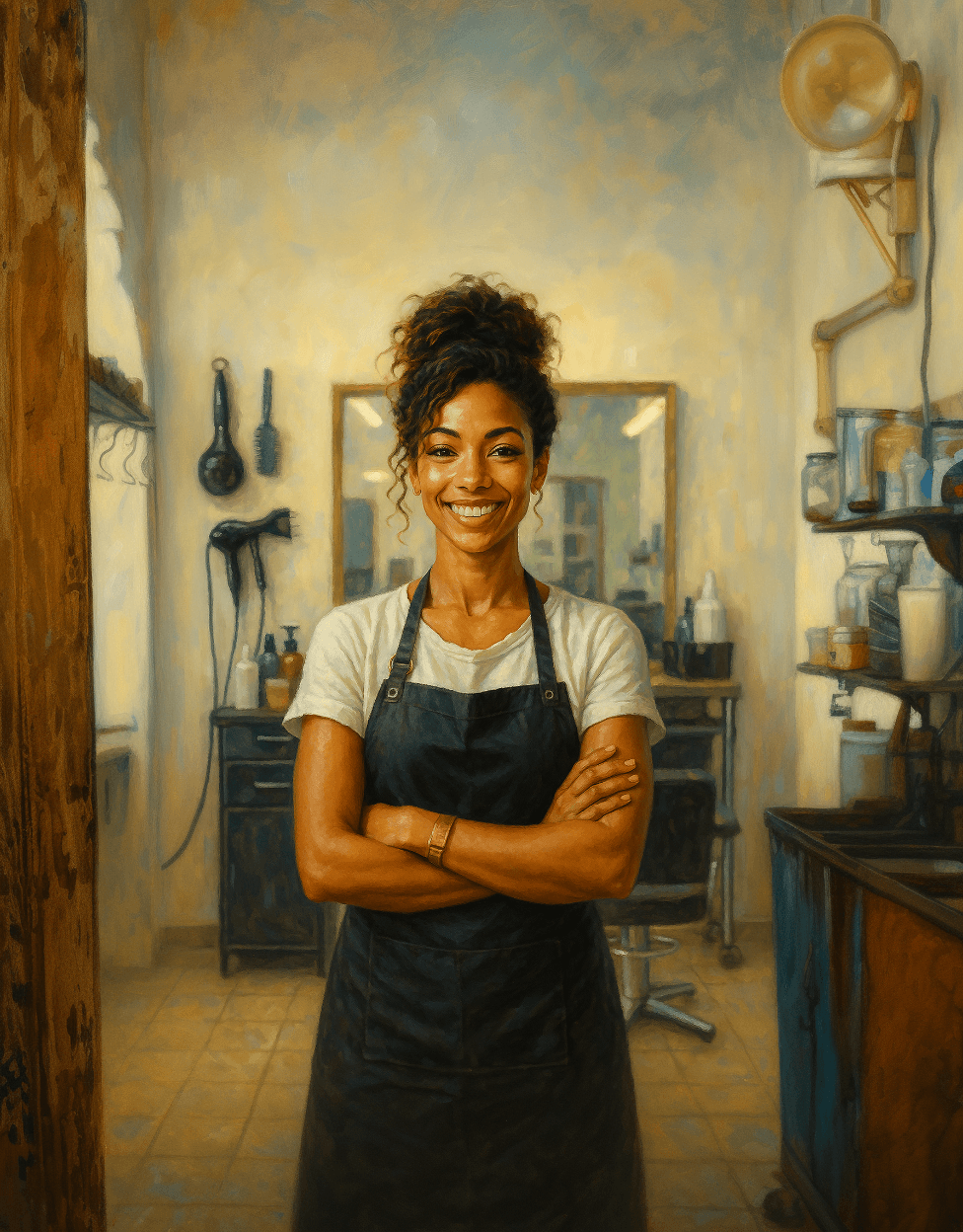 Profissional de beleza usando agenda online Atendya no celular